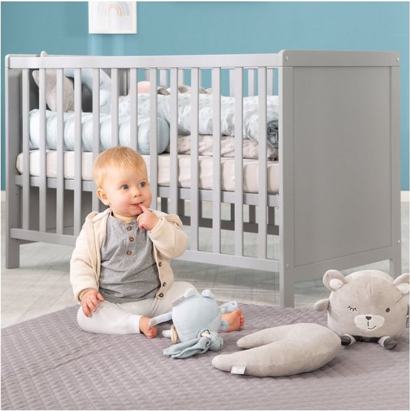 roba® Beistellbett Gitterbett, Babybett 60 x 120 cm, 6-fach höhenverstellbar, taupe