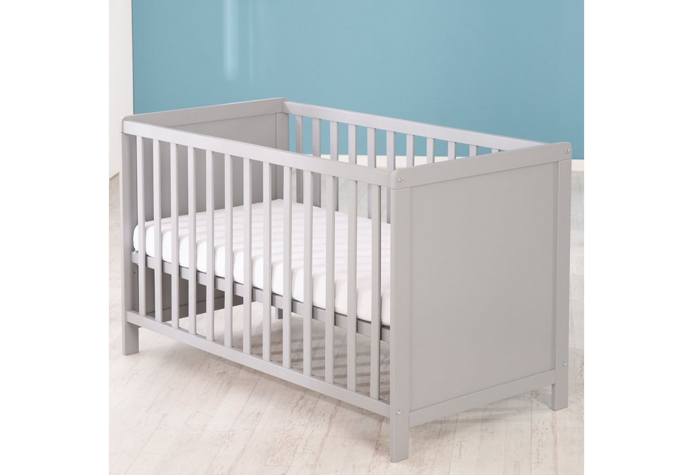 roba® Beistellbett Gitterbett, Babybett 60 x 120 cm, 6-fach höhenverstellbar, taupe – Bild 3 von 5