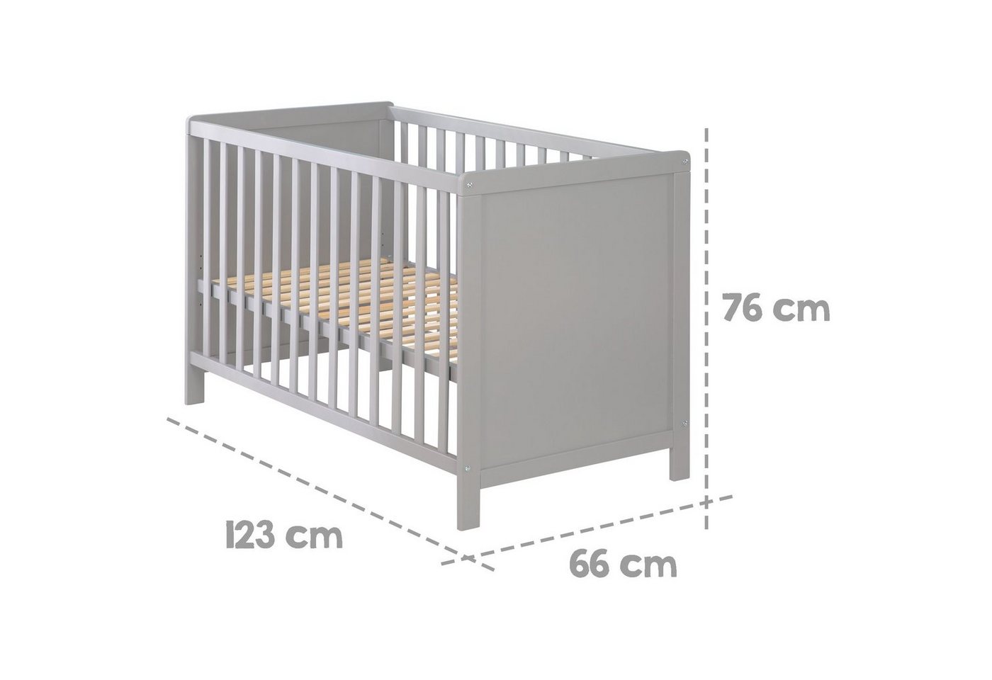 roba® Beistellbett Gitterbett, Babybett 60 x 120 cm, 6-fach höhenverstellbar, taupe – Bild 5 von 5
