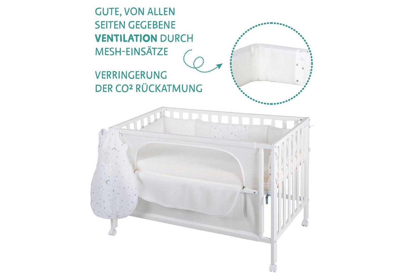 roba® Beistellbett Room Bed safe asleep®, Beistellbett inkl. Ausstattung – Bild 3 von 5
