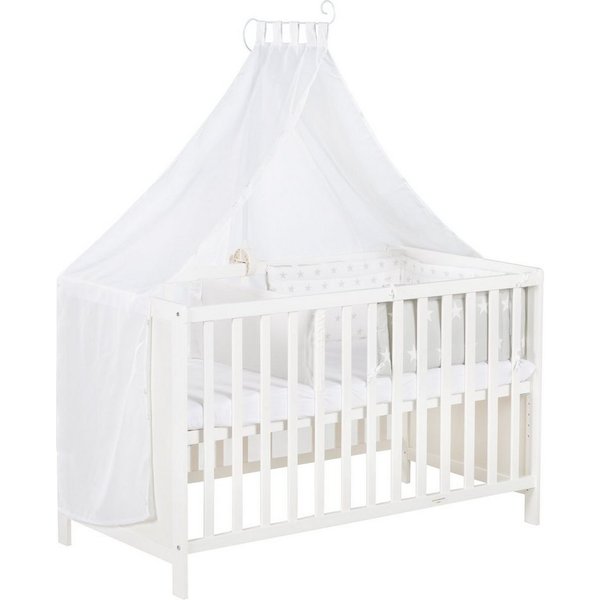 roba® Beistellbett Sterne grau, wandelbares Beistellbett & Babybett