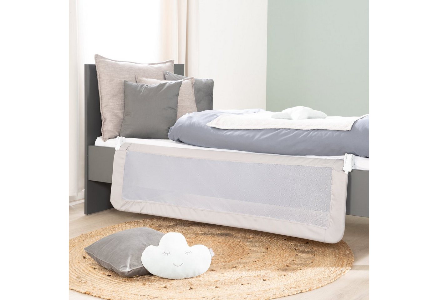 roba® Bettschutzgitter Klipp-Klapp, 135 cm, grau – Bild 2 von 5