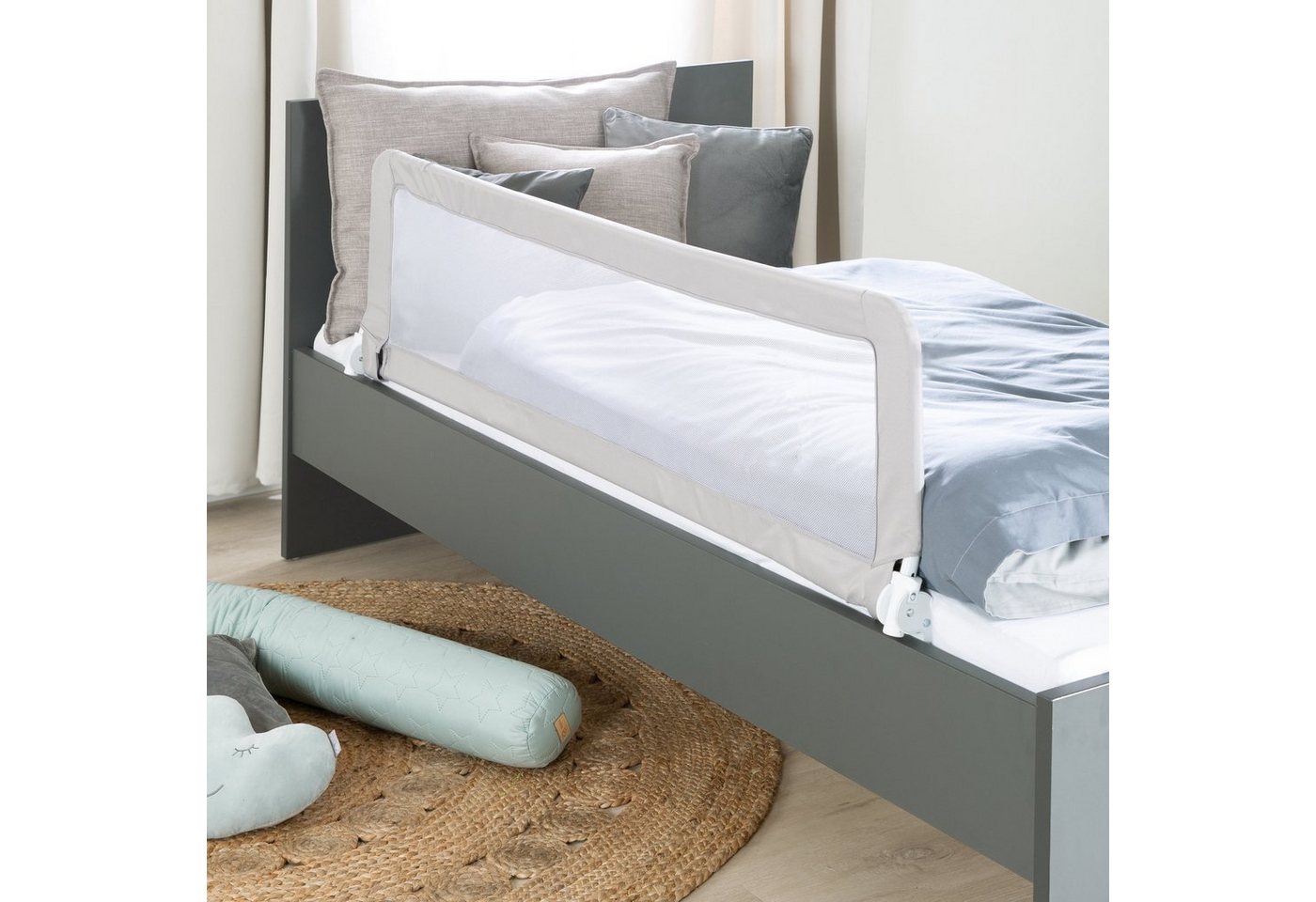 roba® Bettschutzgitter Klipp-Klapp, 135 cm, grau – Bild 3 von 5