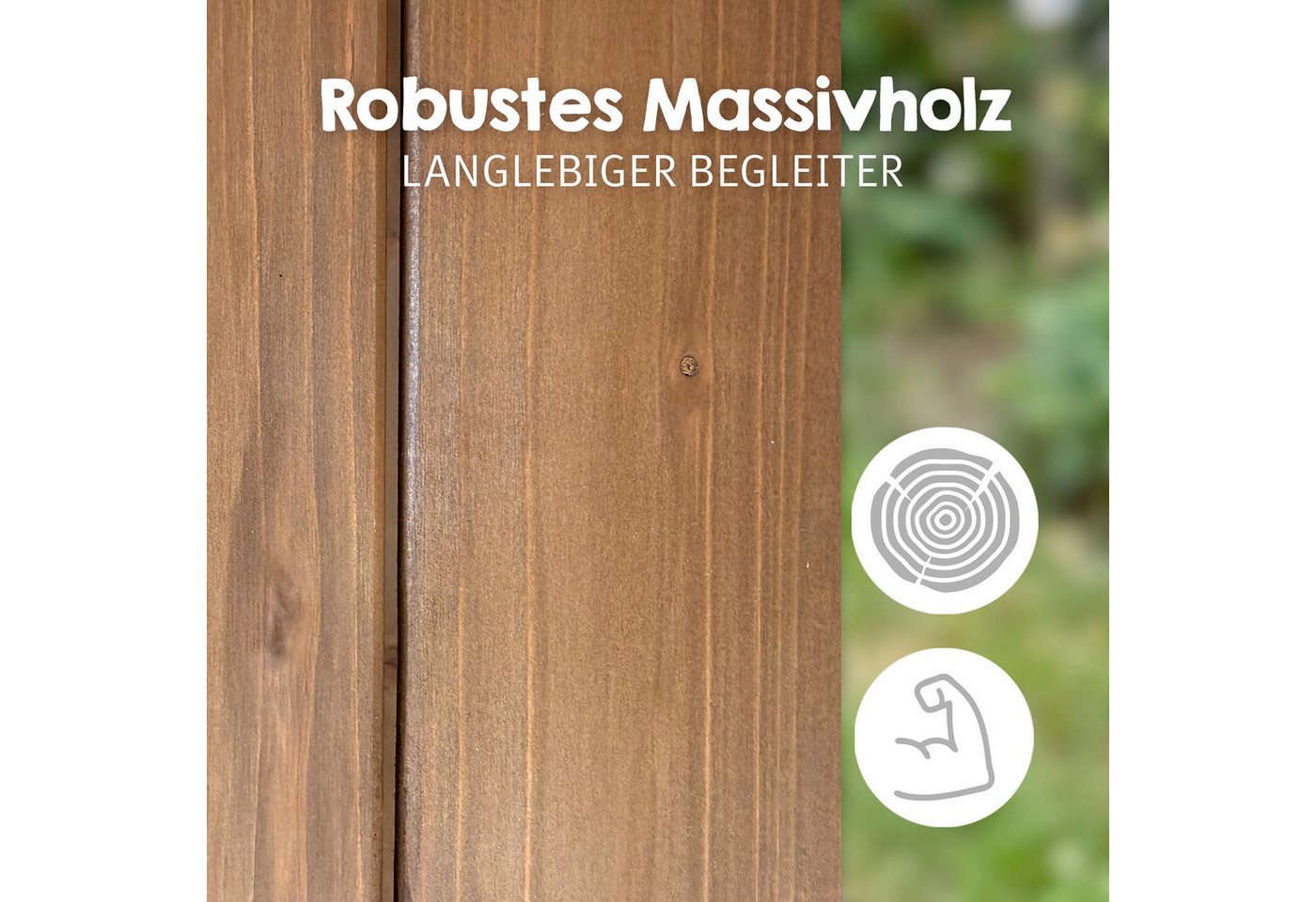 roba® Garten-Kindersitzgruppe Outdoor+, mit 2 Bänken, 1 Tisch "Picknick for 4", aus Massivholz, wetterfest – Bild 5 von 5