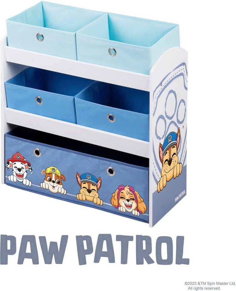 roba® Kinderregal PAW Patrol, weiß, inklusive 5 Stoffboxen in 2 Größen – Bild 2 von 5