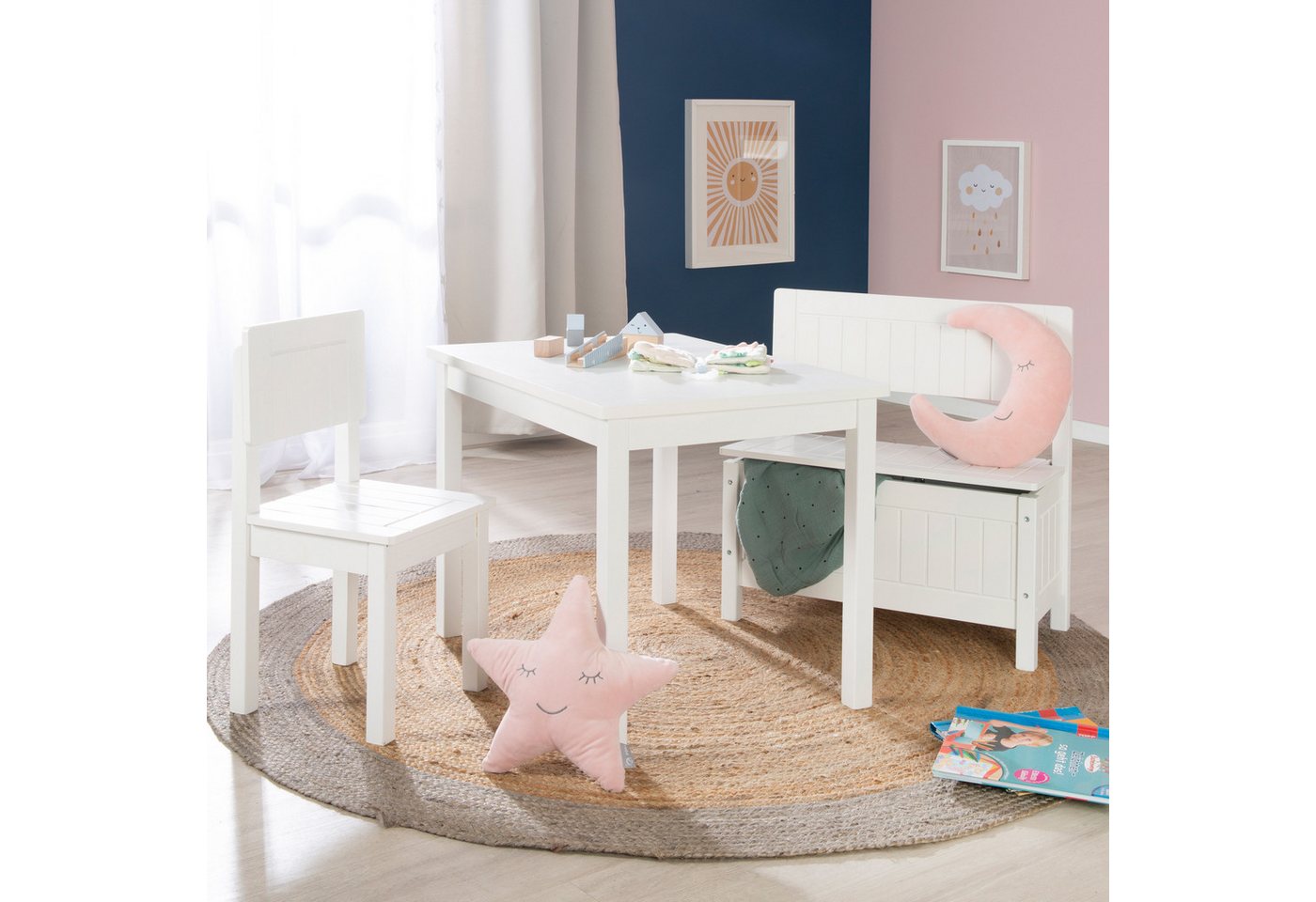 roba® Kindertisch Spiel- und Basteltisch weiß, zum Spielen, Basteln oder Malen im Kinderzimmer – Bild 2 von 5