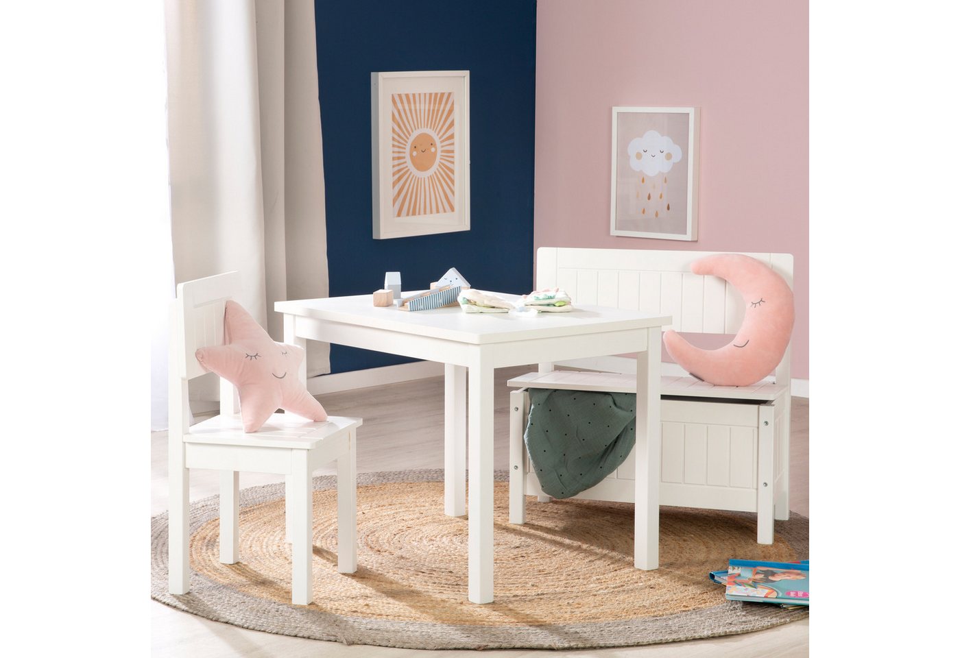 roba® Kindertisch Spiel- und Basteltisch weiß, zum Spielen, Basteln oder Malen im Kinderzimmer – Bild 5 von 5