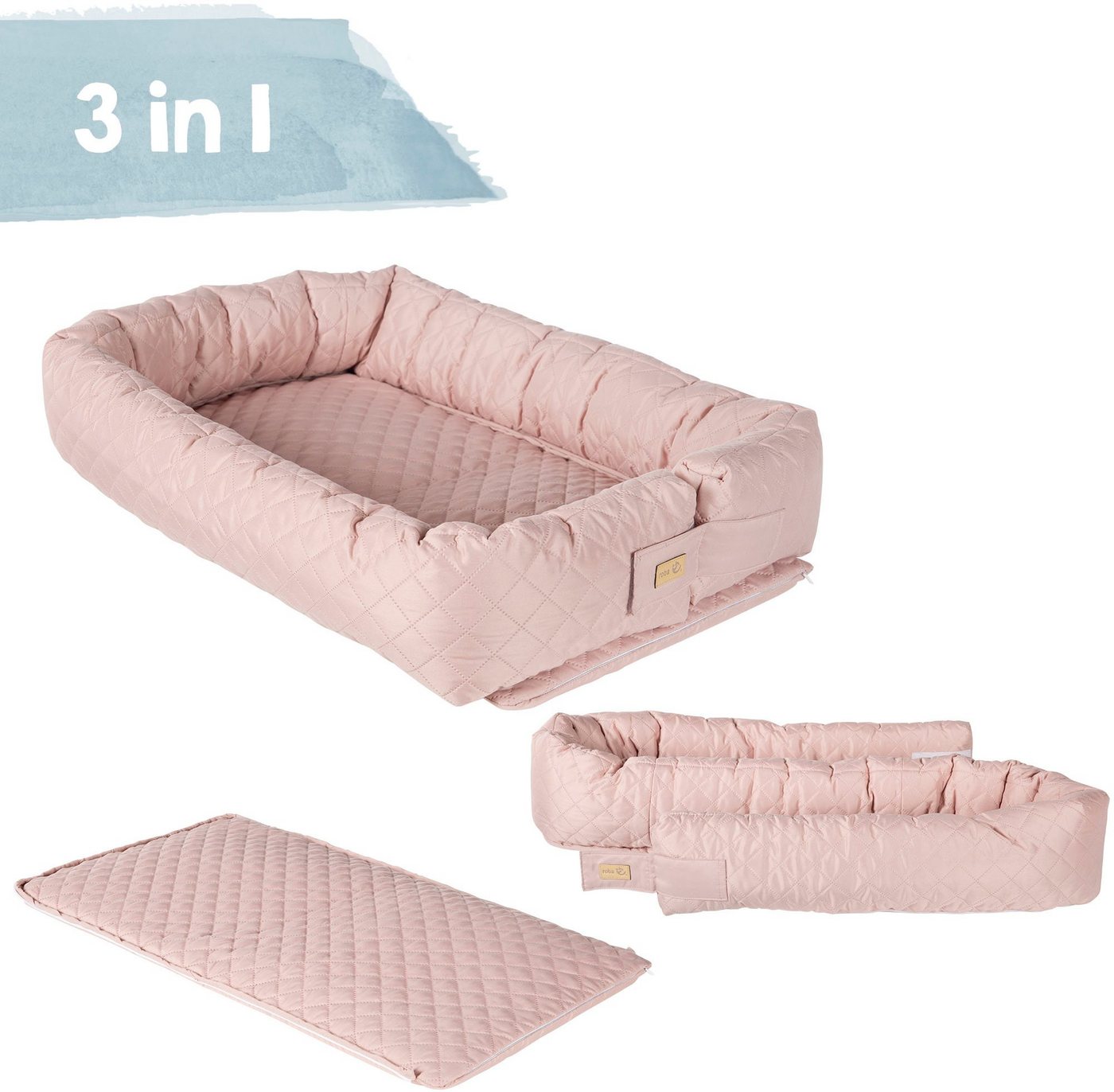 roba® Kuschelnest Babylounge, Style, rose/mauve, 3in1 – Bild 2 von 5