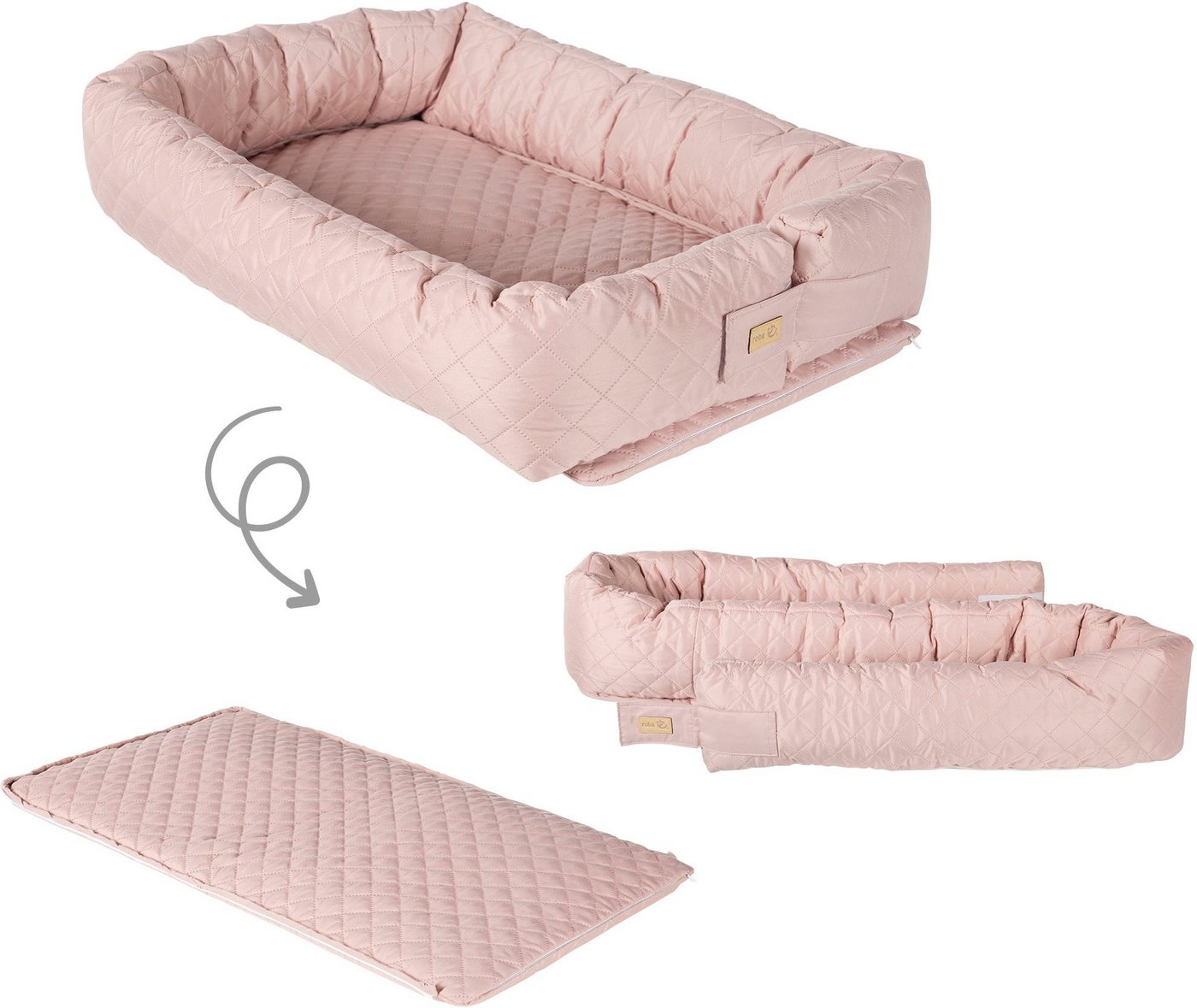 roba® Kuschelnest Babylounge, Style, rose/mauve, 3in1 – Bild 4 von 5