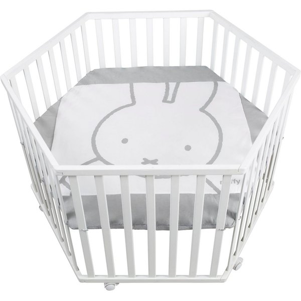 roba® Laufgitter miffy®, weiß, 6-eckig, mit Stoffeinlage