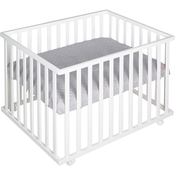 roba® Laufgitter Style weiß, 75x100 cm, mit Laufgittereinlage silbergrau