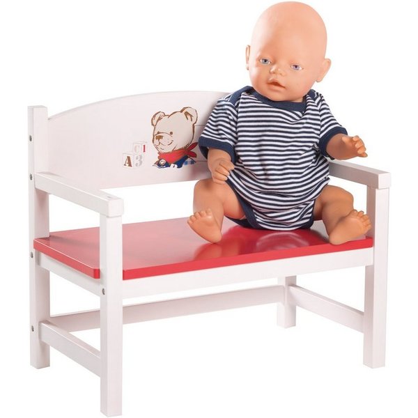 roba® Puppenmöbel Teddy College, Puppenbank weiß lackiert, Puppenzubehör