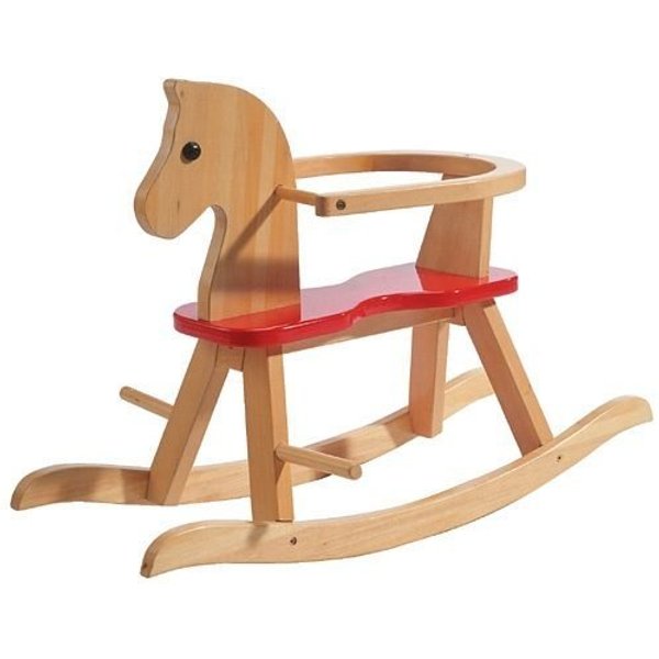 roba® Schaukelpferd Natur/Rot, aus Holz