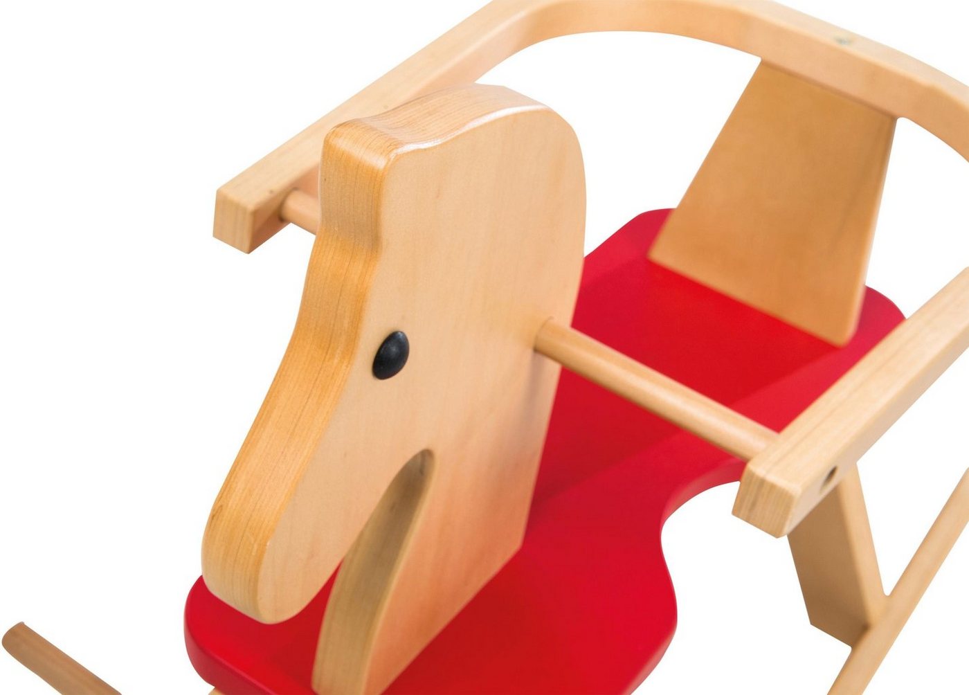 roba® Schaukelpferd Natur/Rot, aus Holz – Bild 2 von 5