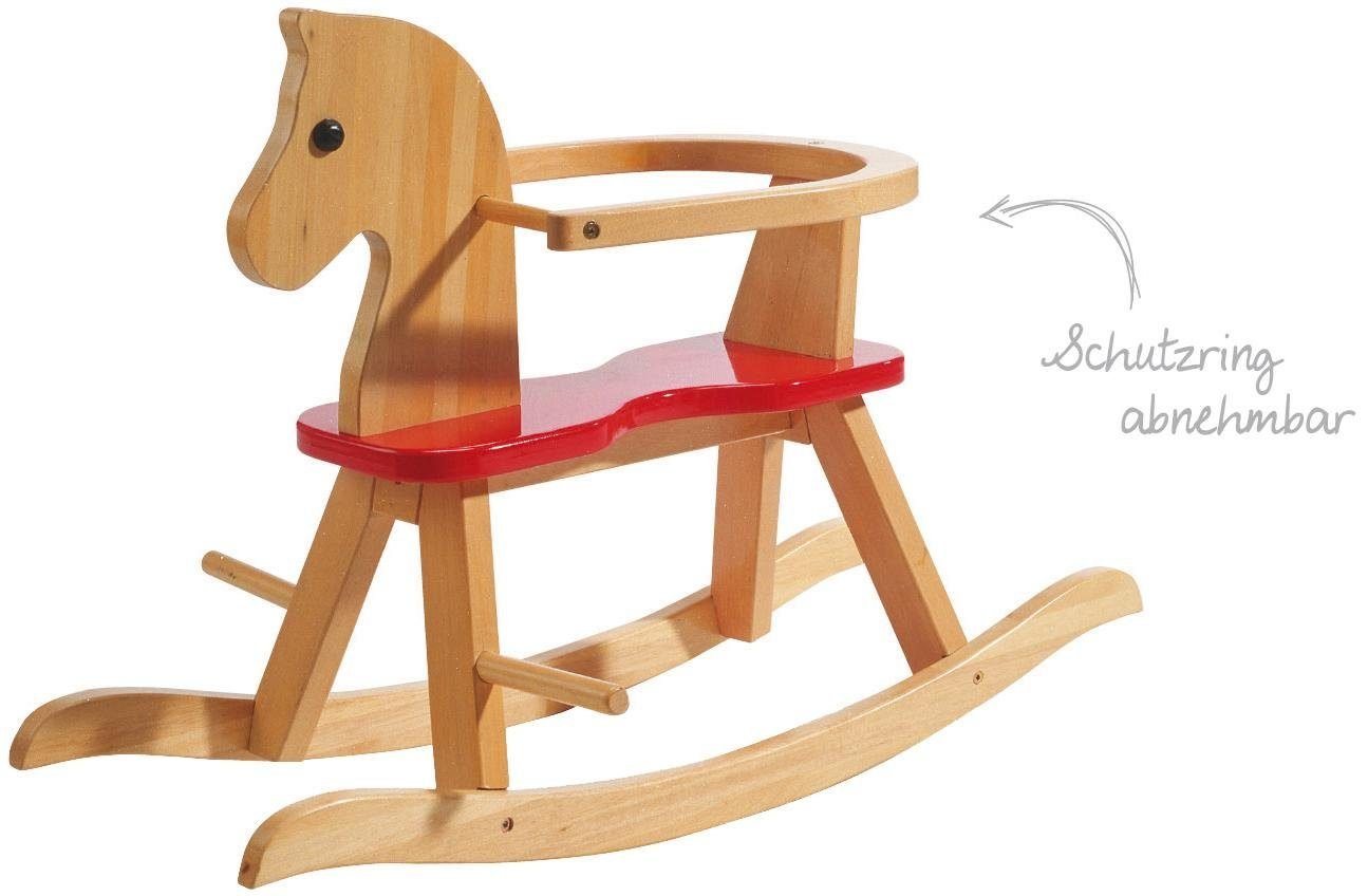 roba® Schaukelpferd Natur/Rot, aus Holz – Bild 5 von 5