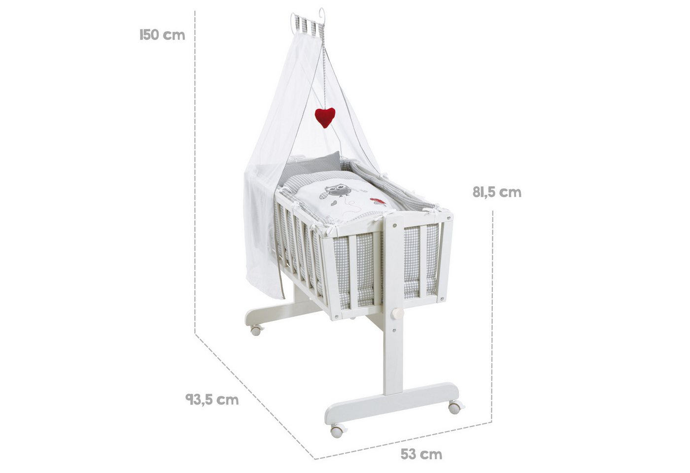 roba® Stubenbett Komplettwiegenset, inkl. textiler Ausstattung & Rollen – Bild 5 von 5