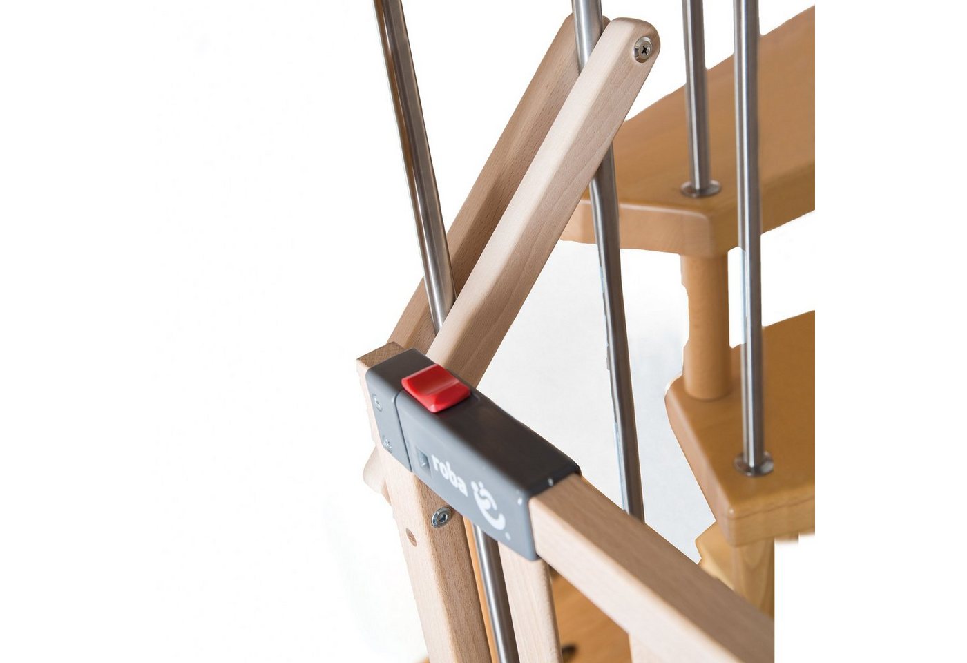 roba® Treppenschutzgitter Safety Up, Schutzgitter mit Ampelfunktion, Buche massiv – Bild 2 von 4