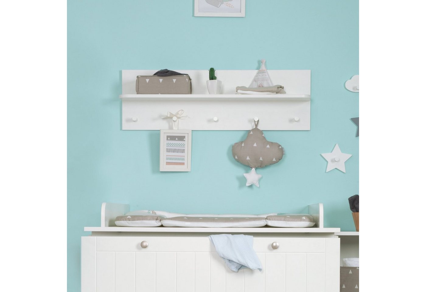 roba® Wandregal Garderobe Dreamworld, mit 5 Garderobenhaken und Ablagefläche – Bild 2 von 4