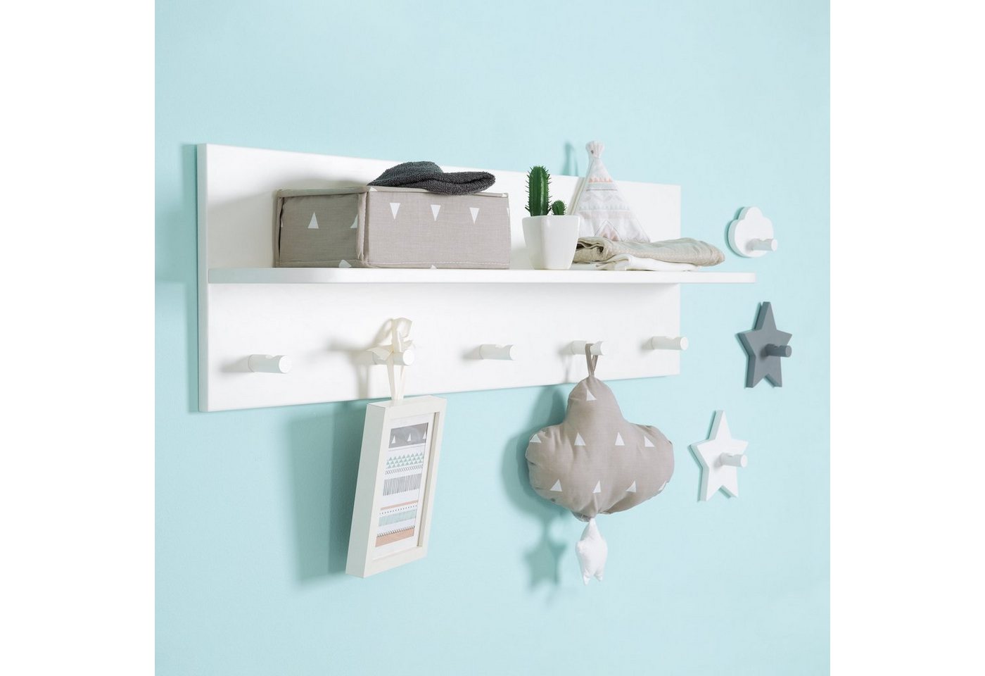 roba® Wandregal Garderobe Dreamworld, mit 5 Garderobenhaken und Ablagefläche – Bild 3 von 4