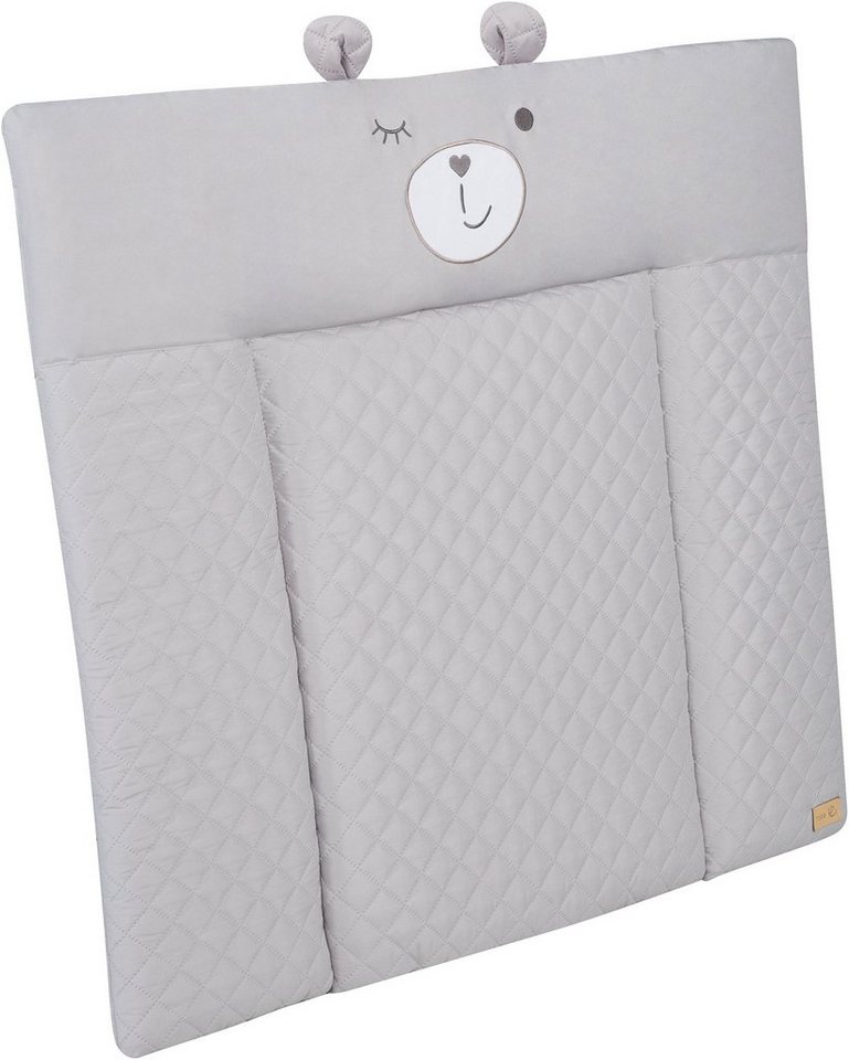 roba® Wickelauflage Style, Soft, silbergrau, mit aufgesticktem Gesicht – Bild 2 von 5