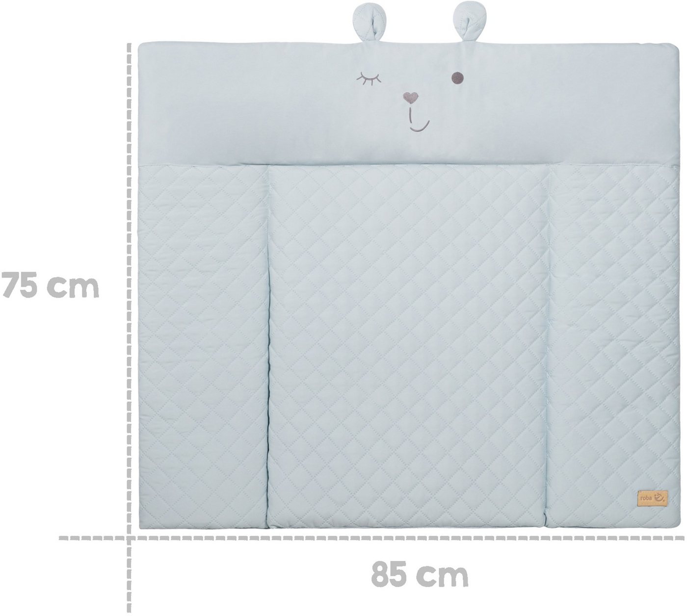roba® Wickelauflage Style, Soft, sky, mit aufgesticktem Gesicht – Bild 3 von 5