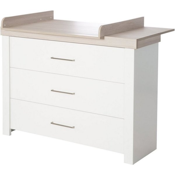 roba® Wickelkommode Lucy, Wickeltisch mit Wickelansatz - Soft-Close - 3 Schubladen - Weiß