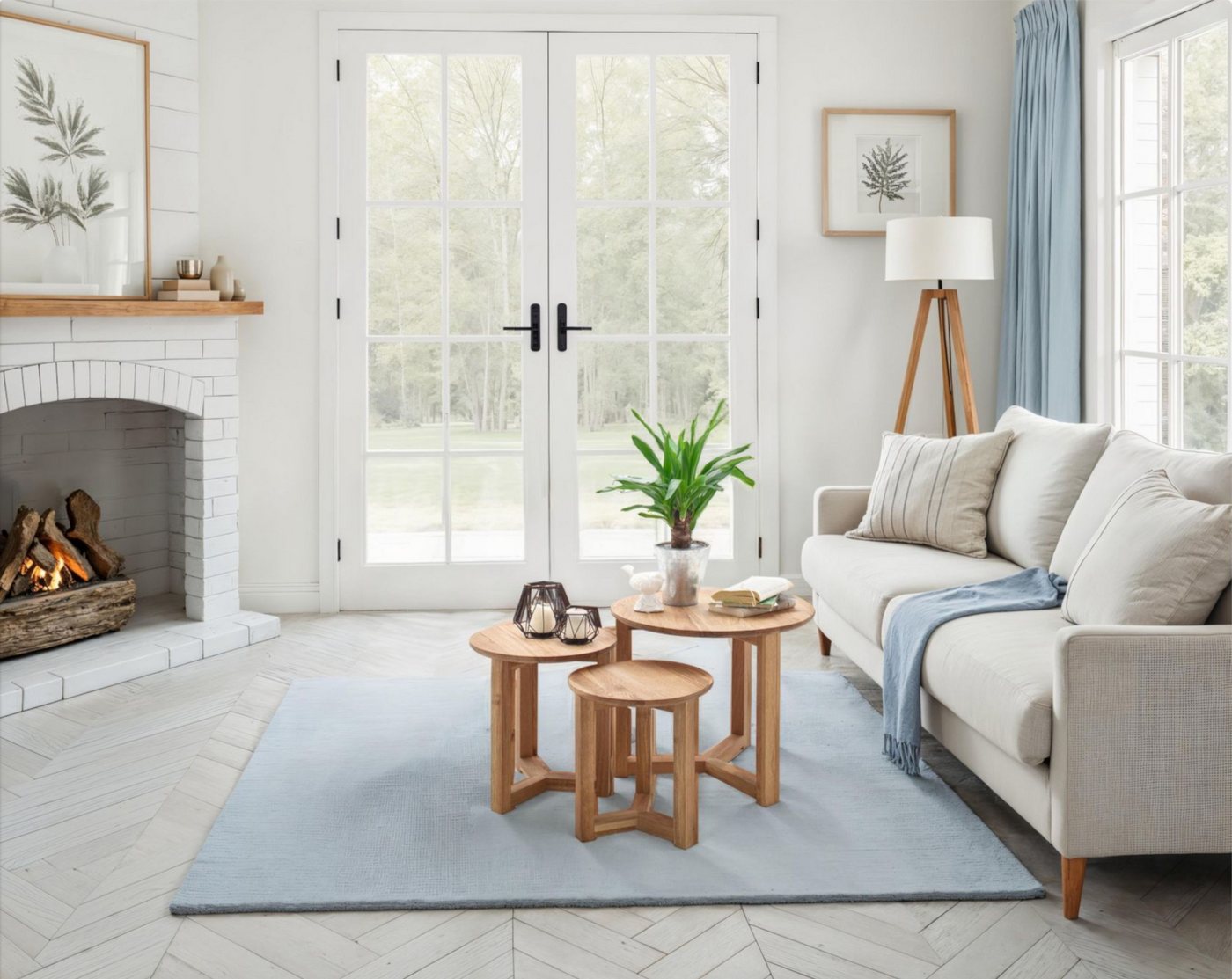 Robas Lund Couchtisch FAYE, 3er-Set, Asteiche massiv geölt, Größen: 50x42 cm, 35x35 cm, 30x32 cm. – Bild 5 von 5