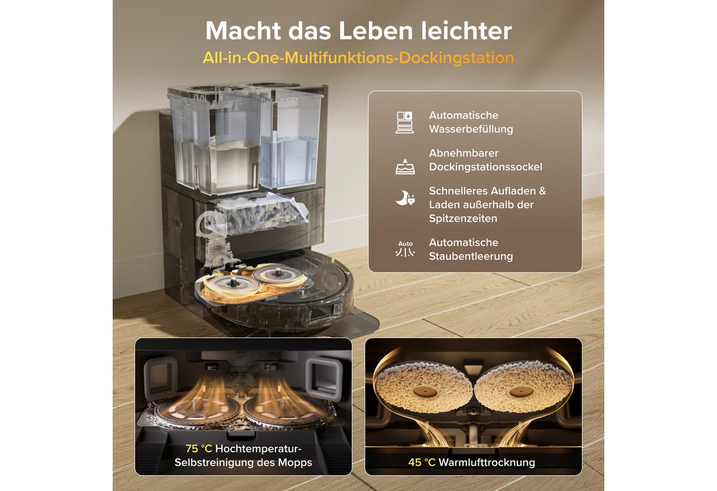 Roborock Saugroboter mit Wischfunktion Qrevo S Pro, verbessert von QV 35A, 18.500 Pa – Bild 2 von 5