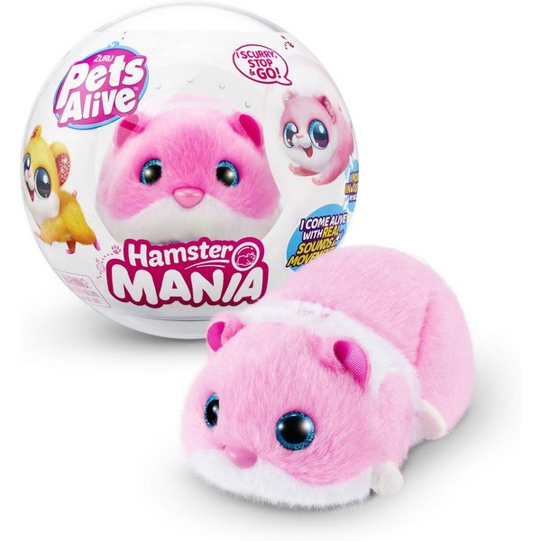 ZURU Robotertier ZURU 9543B - Pets Alive Hamster Mania, Pink - Elektronisches Haustier