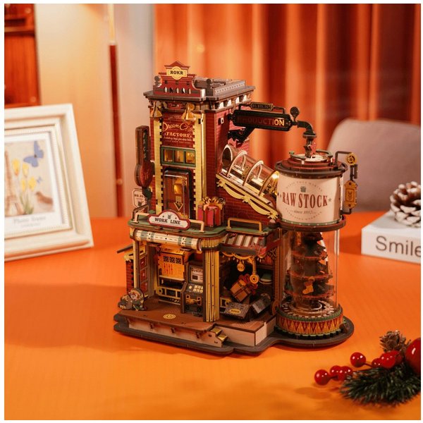 Robotime Modellbausatz Dream Gift Factory Automat Geschenkfabrik aus Holz, (449-tlg)