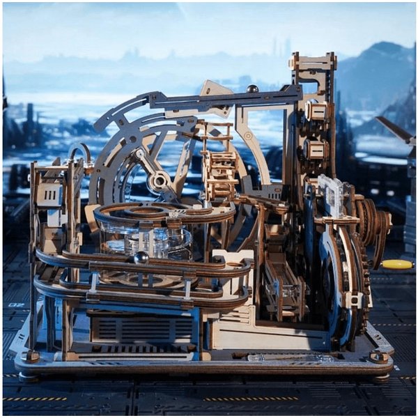 Robotime Modellbausatz Marble Spaceport Kugelbahn aus Holz