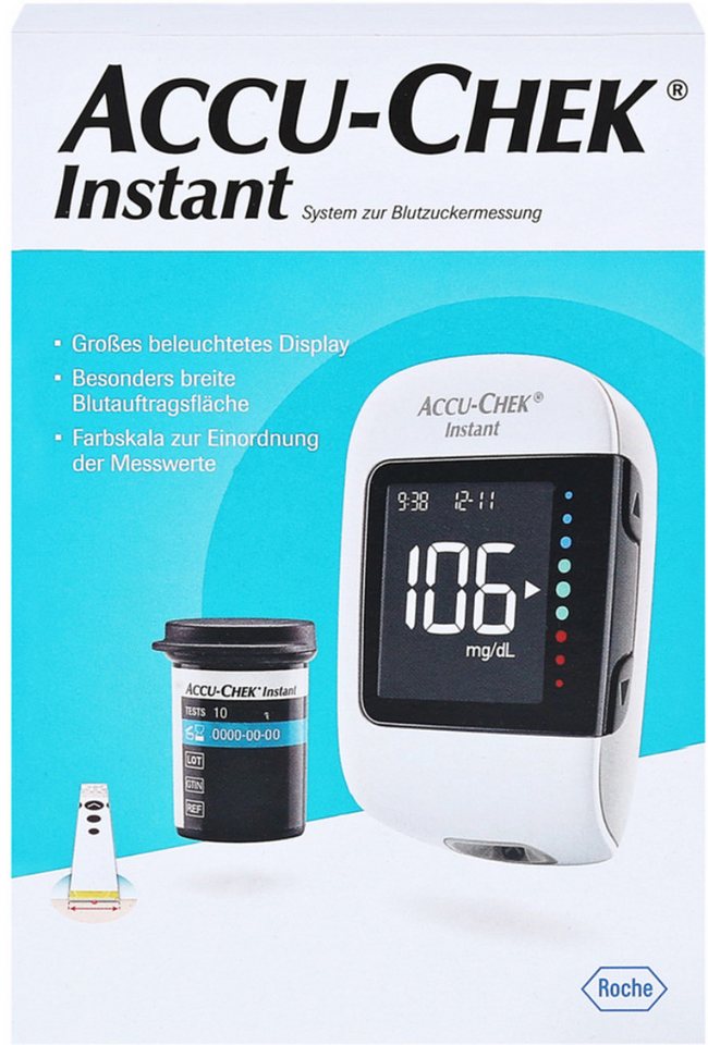 Roche Blutzuckermessgerät Accu-Chek Instant, inkl. Starterset, Hypo- und Hyperglykämie-Warnung, Diabetesüberwachung, intuitive Farbskala auf dem Display – Bild 2 von 5