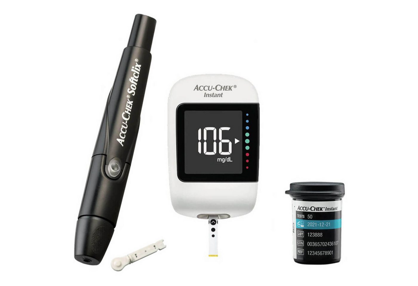 Roche Blutzuckermessgerät Accu-Chek Instant, inkl. Starterset, Hypo- und Hyperglykämie-Warnung, Diabetesüberwachung, intuitive Farbskala auf dem Display – Bild 3 von 5