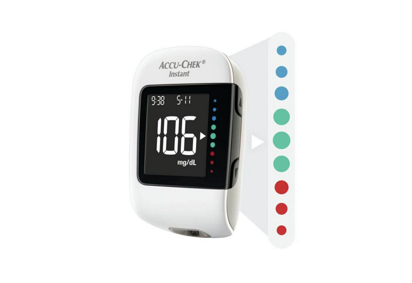 Roche Blutzuckermessgerät Accu-Chek Instant, inkl. Starterset, Hypo- und Hyperglykämie-Warnung, Diabetesüberwachung, intuitive Farbskala auf dem Display – Bild 4 von 5