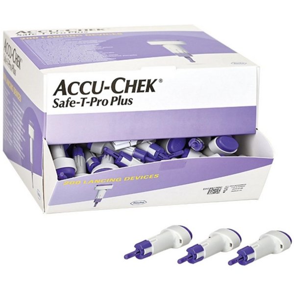 Roche Stechhilfe Accu-Chek Safe T-Pro Plus, Spar-Set, hygienische und schmerzfreie Blutentnahme, (200 St), sterile Stechhilfe für Blutzuckermessung, für Diabeti