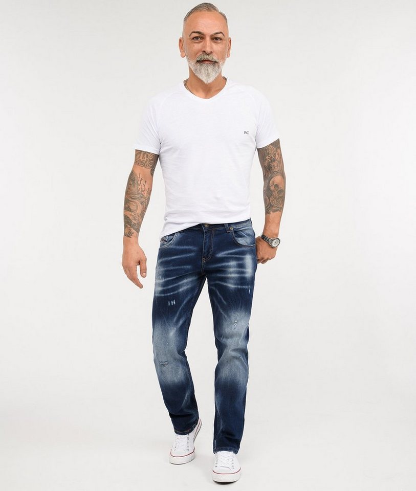 Rock Creek Regular-fit-Jeans Herren Jeans Stonewashed Dunkelblau RC-3113 – Bild 4 von 5
