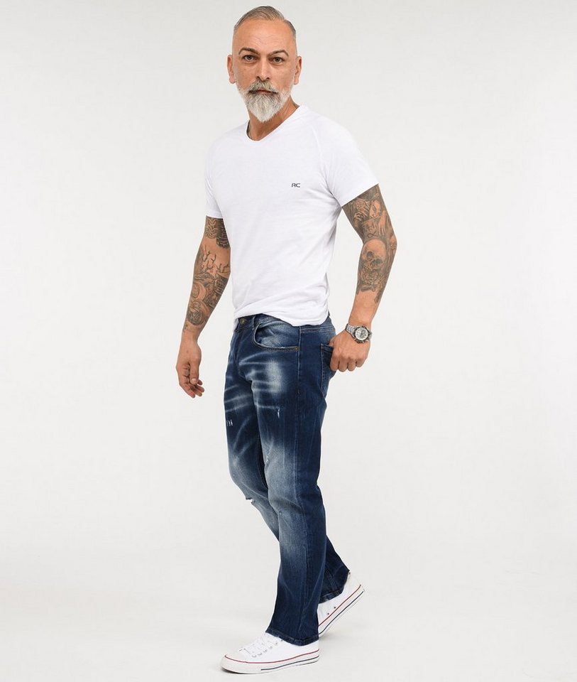 Rock Creek Regular-fit-Jeans Herren Jeans Stonewashed Dunkelblau RC-3113 – Bild 5 von 5