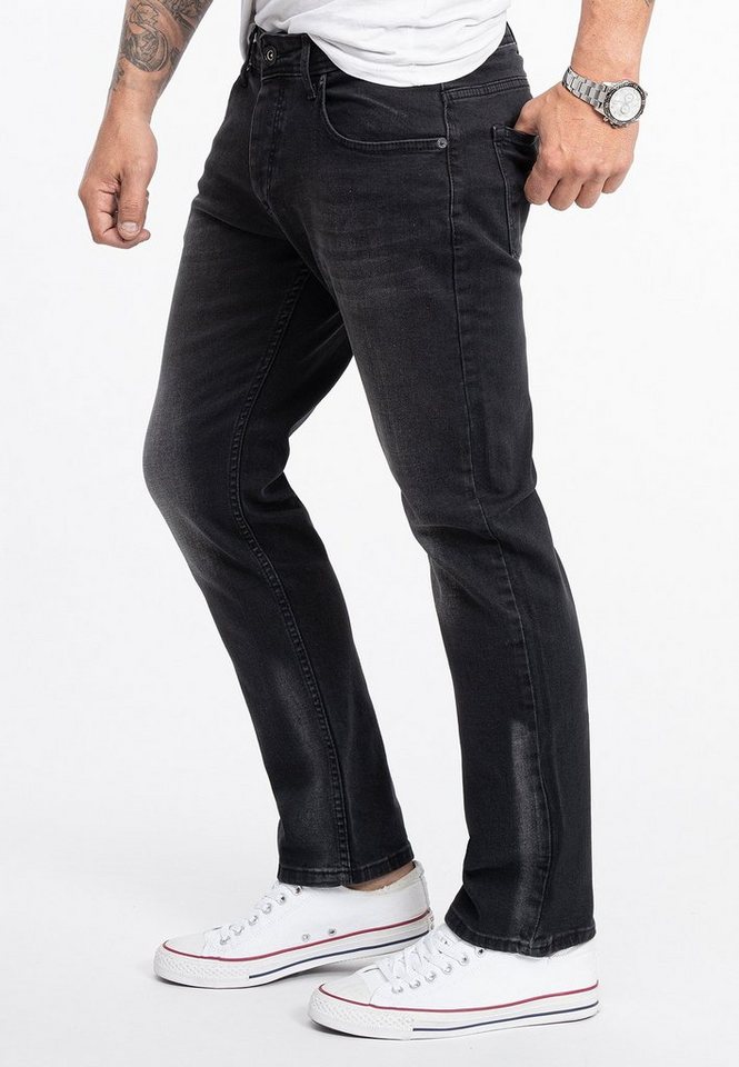 Rock Creek Straight-Jeans Herren Jeans Stonewashed Dunkelgrau RC-2280 – Bild 2 von 4