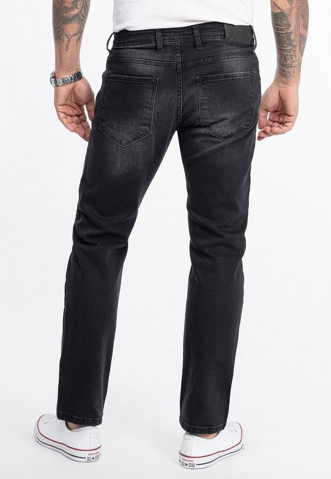 Rock Creek Straight-Jeans Herren Jeans Stonewashed Dunkelgrau RC-2280 – Bild 3 von 4