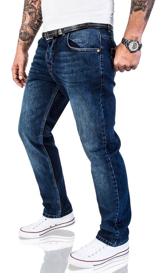 Rock Creek Straight-Jeans Herren Jeans Stonewashed Dunkelblau RC-2140 – Bild 2 von 3