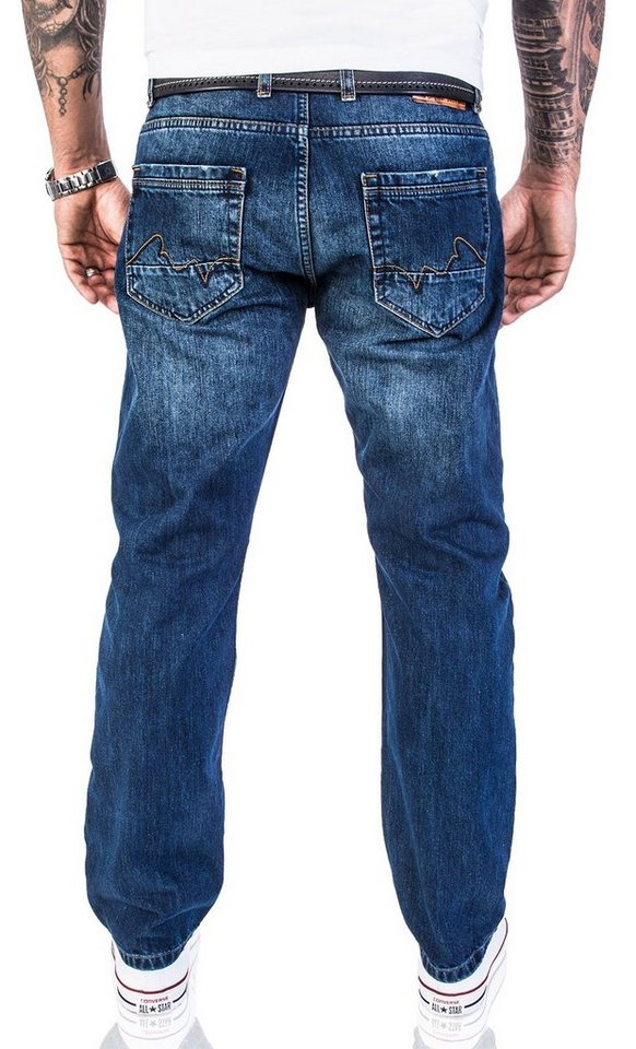 Rock Creek Straight-Jeans Herren Jeans Stonewashed Dunkelblau RC-2140 – Bild 3 von 3