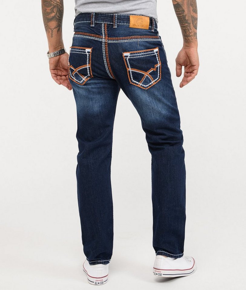 Rock Creek Straight-Jeans Herren Jeans Stonewashed Dunkelblau RC-2167 – Bild 3 von 5