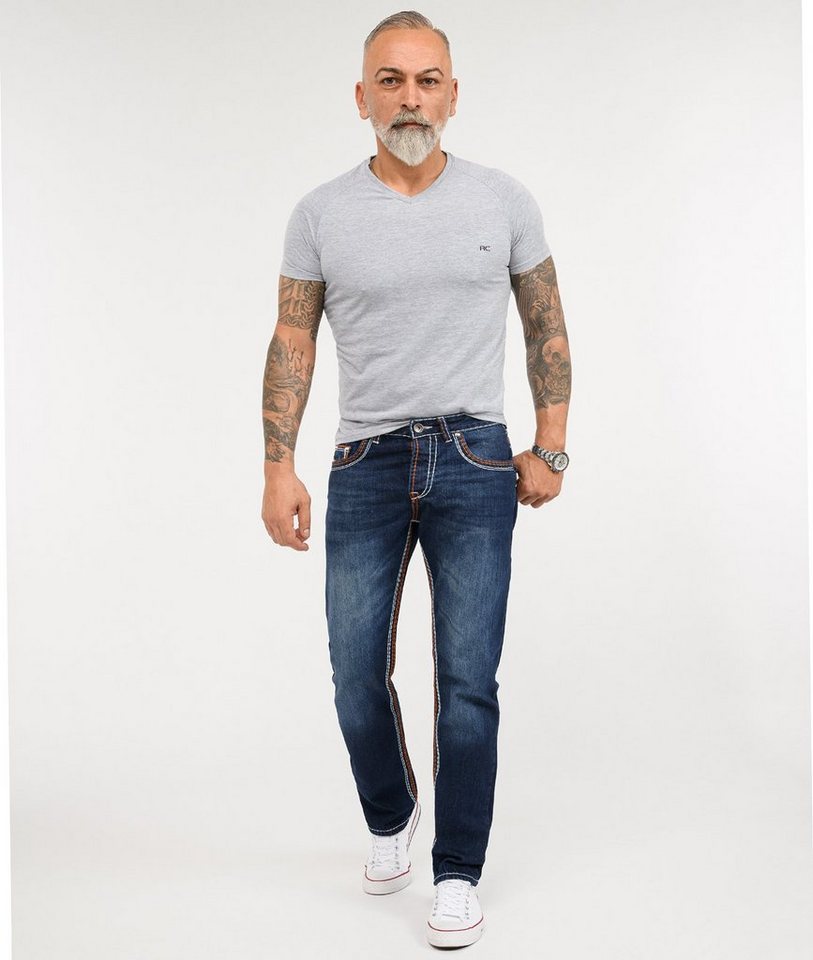 Rock Creek Straight-Jeans Herren Jeans Stonewashed Dunkelblau RC-2167 – Bild 4 von 5