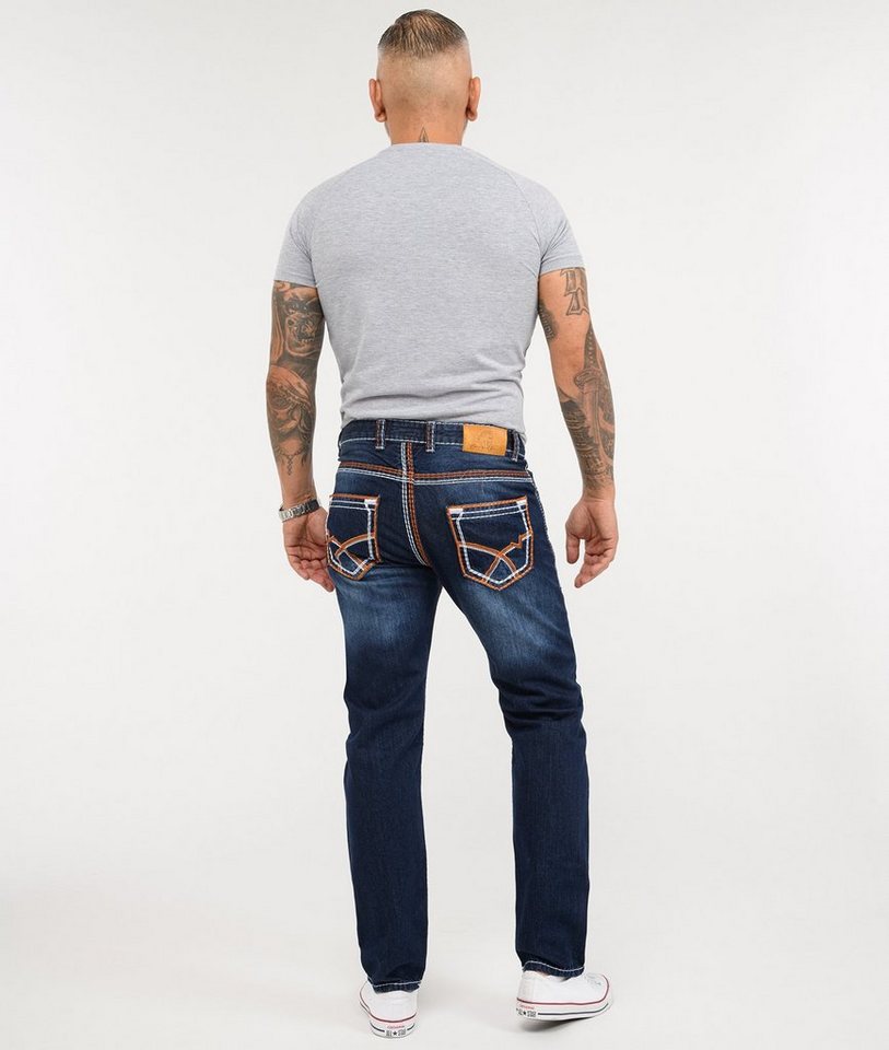 Rock Creek Straight-Jeans Herren Jeans Stonewashed Dunkelblau RC-2167 – Bild 5 von 5