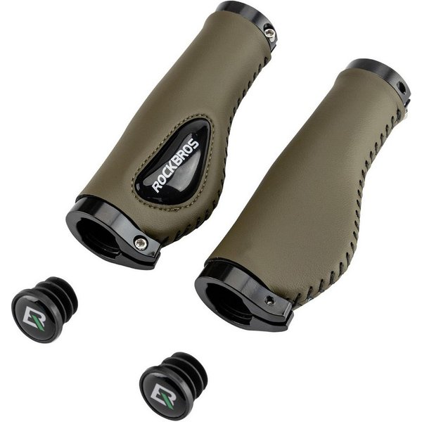 ROCKBROS Fahrradlenkergriff 22,2 mm Rutschfeste MTB Lenkergriffe mit Gel & PU Leder (für Fahrrad, Mountainbike, E-Bike, Rennrad), mit Lock-On Design, Stoßdämpfe