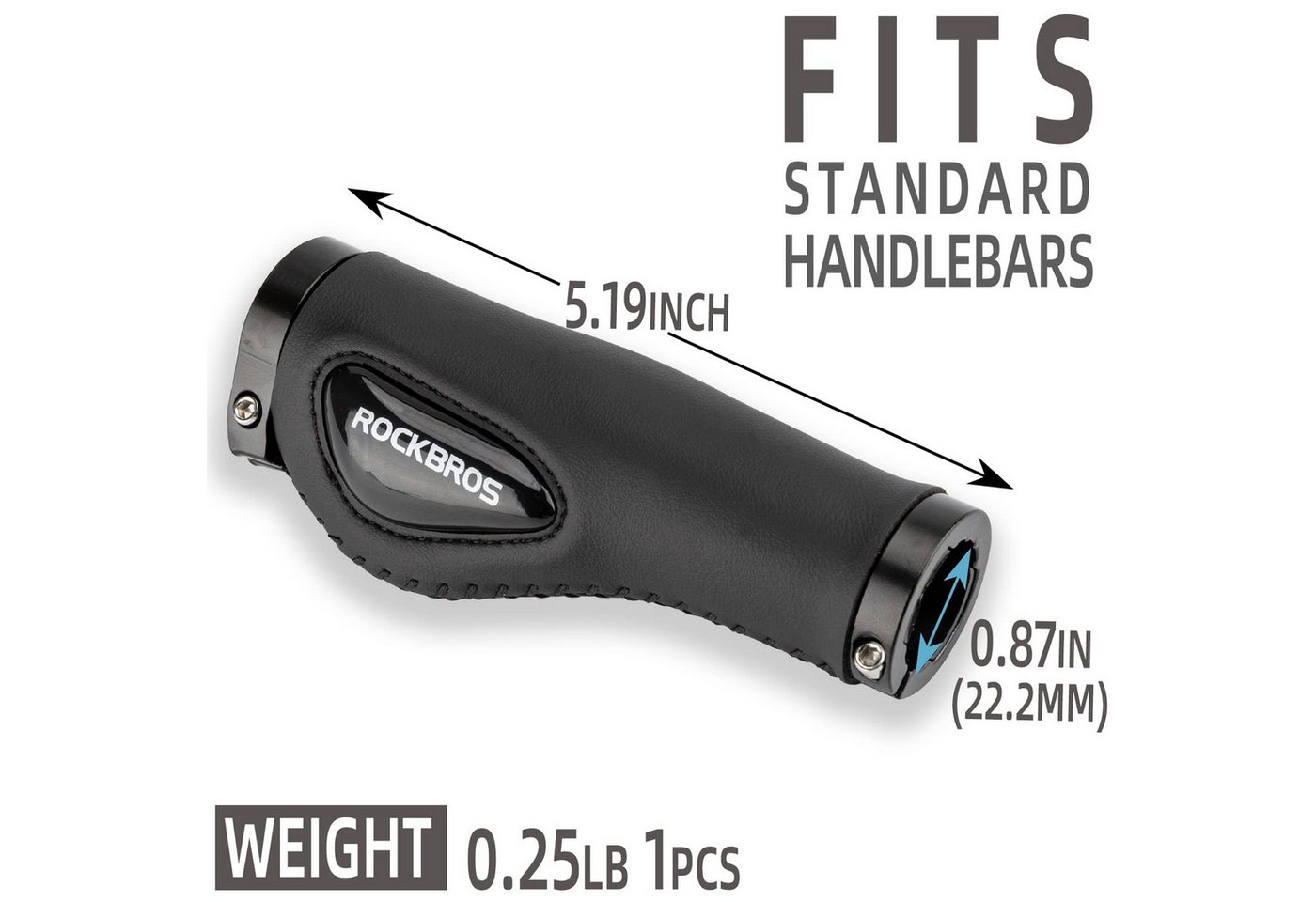 ROCKBROS Fahrradlenkergriff 22,2 mm Rutschfeste MTB Lenkergriffe mit Gel & PU Leder (für Fahrrad, Mountainbike, E-Bike, Rennrad), mit Lock-On Design, Stoßdämpfe – Bild 4 von 5