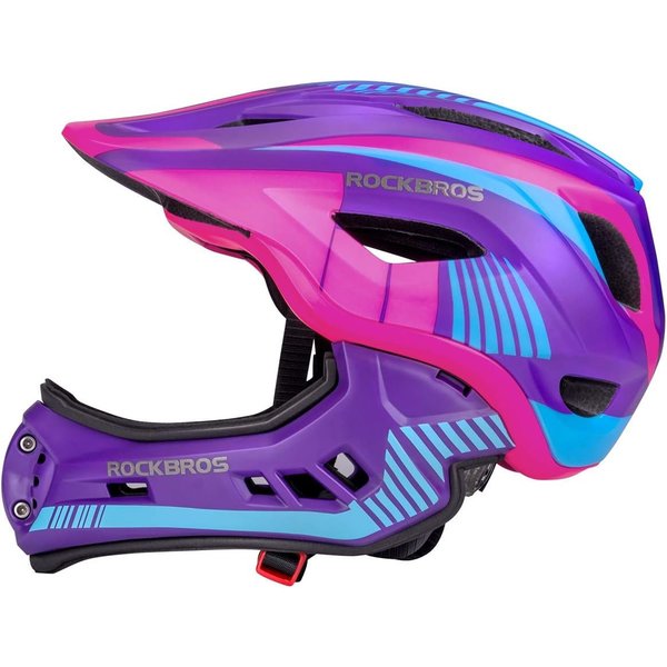 ROCKBROS Kinderhelm Integriert Fahrradhelm Kinder Jugend Fullface Helm (S 48-53cm M 53-58cm), mit Abnehmbarem Kinnschutz BMX MTB Downhill Helm