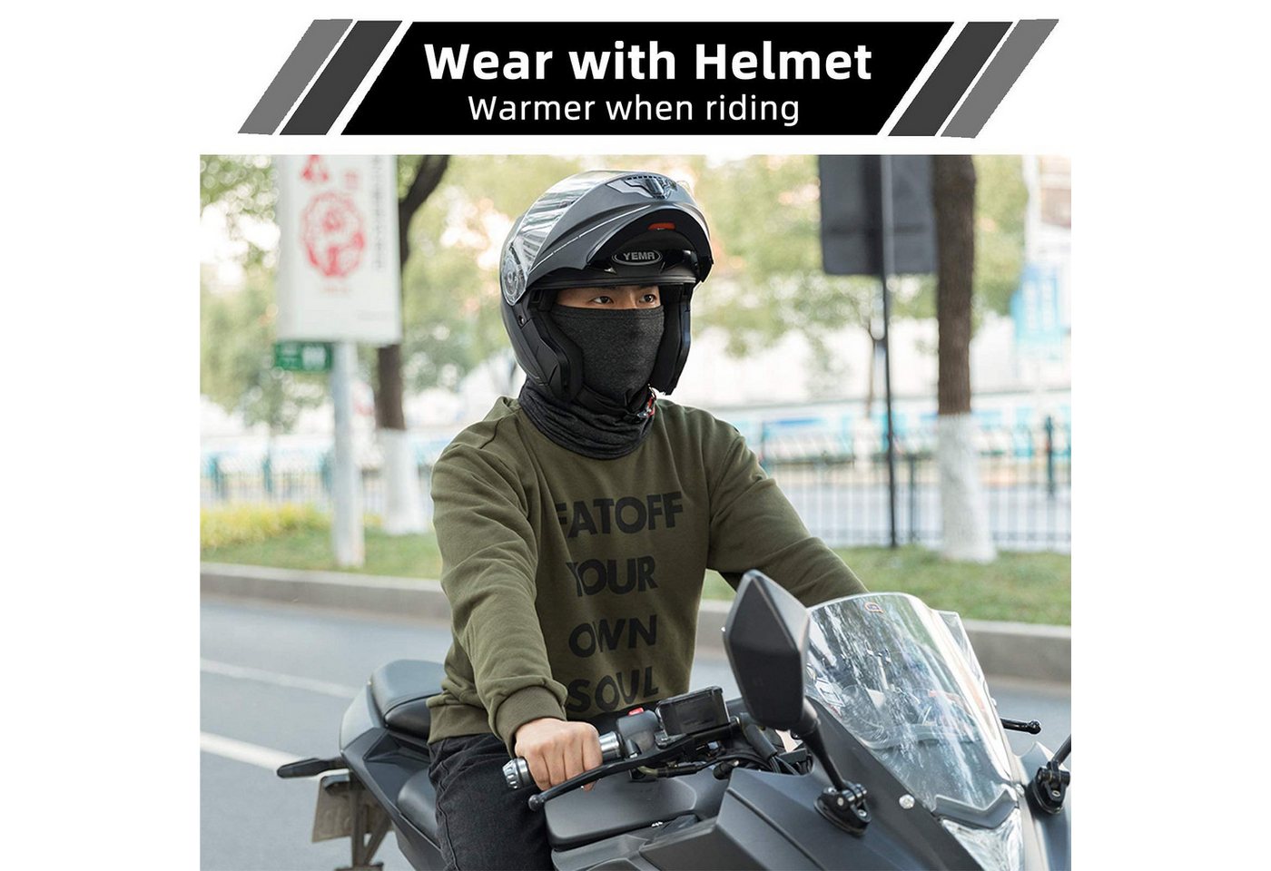 ROCKBROS Multifunktionstuch Winter Halbe Sturmhaube Nackenwärmer Warm Gesichtsbedeckung – Bild 5 von 5