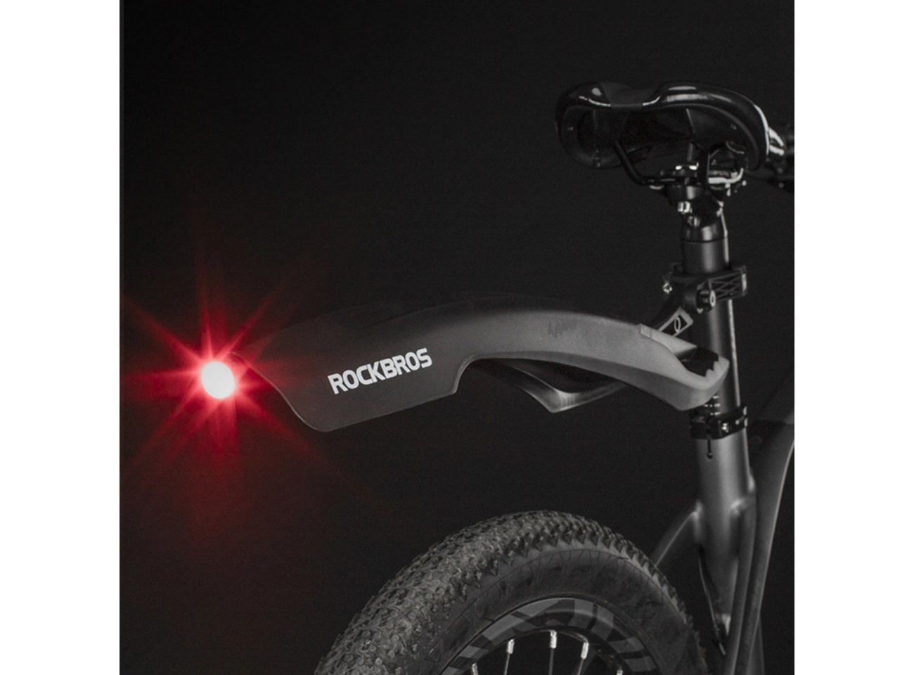 ROCKBROS Schutzblech DNB8001 (Einzelartikel, 1x Schutzblech mit integriertem Rücklicht), Integriertes LED-Rücklicht, flexibel, werkzeuglose Montage – Bild 4 von 5