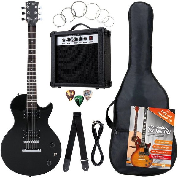 Rocktile E-Gitarre Banger's elektrische Gitarre Single Cut Komplettset, Banger's Set, inkl. Verstärker, Tasche, Kabel, Gurt, Schule, inkl. Verstärker, Tasche, K